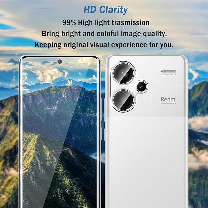 [2 Pieces] For Xiaomi Redmi Note 13 Pro+/Plus 5G [9H Full Glue Cover] Tempered Glass Screen Protector, 9H Hardness Anti-Scratch No Bubble Tempered Glass Protective Film