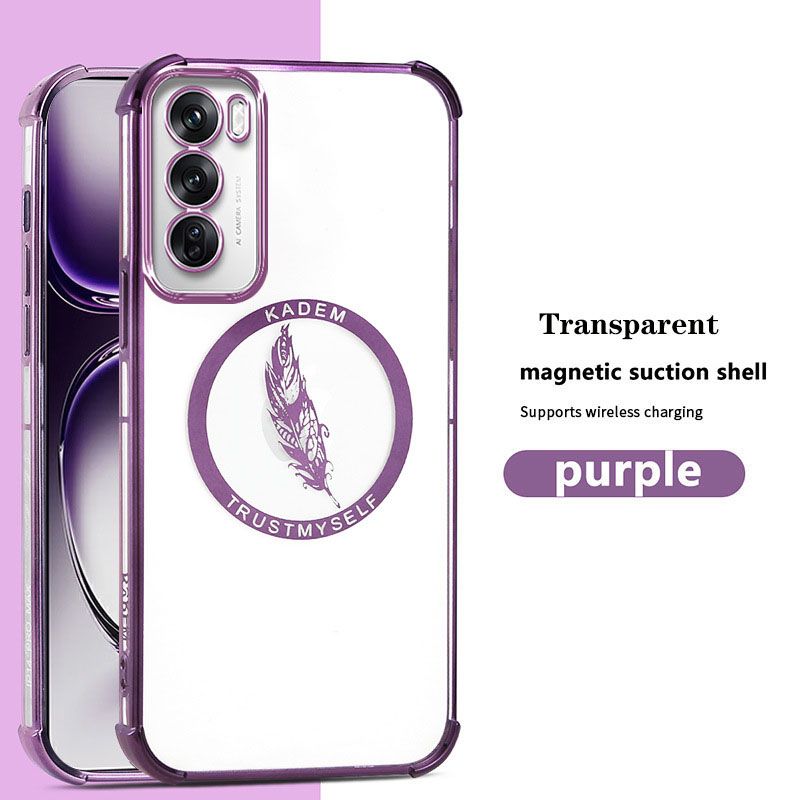 New - Magnetic Transparent With Glitter Paper 2 in 1 Phone Case For OPPO Reno 12 11 10 9 8 7 6 Pro 11F 8T Protective Back Cover