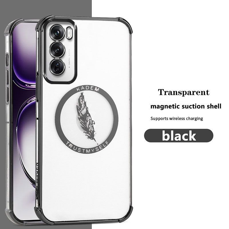 New - Magnetic Transparent With Glitter Paper 2 in 1 Phone Case For OPPO Reno 12 11 10 9 8 7 6 Pro 11F 8T Protective Back Cover