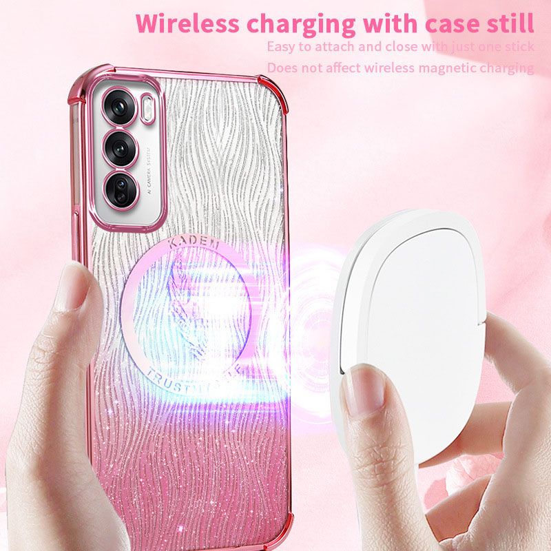 New - Magnetic Transparent With Glitter Paper 2 in 1 Phone Case For OPPO Reno 12 11 10 9 8 7 6 Pro 11F 8T Protective Back Cover