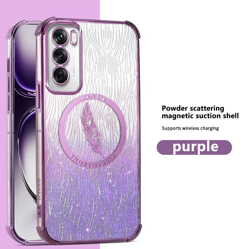 New - Magnetic Transparent With Glitter Paper 2 in 1 Phone Case For OPPO Reno 12 11 10 9 8 7 6 Pro 11F 8T Protective Back Cover