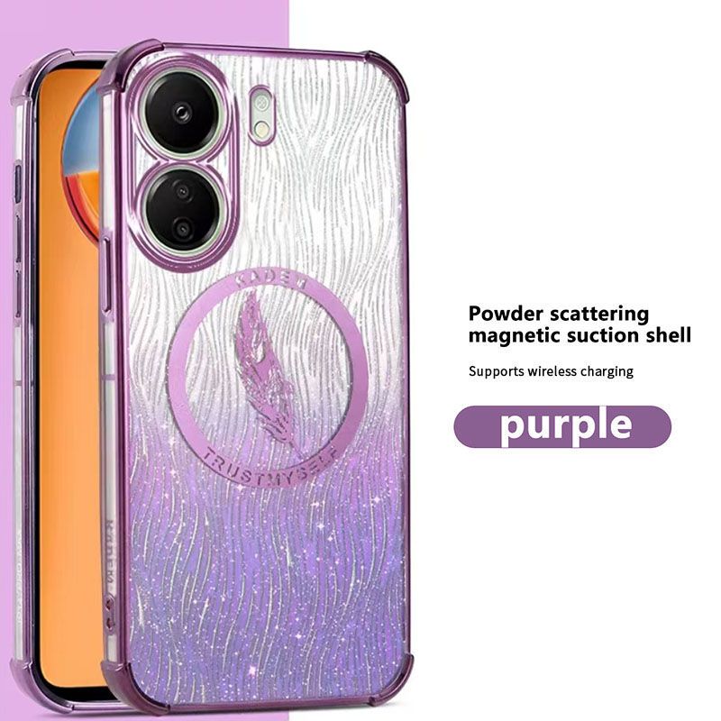 New - Magnetic Transparent With Glitter Paper 2 in 1 Phone Case For Xiaomi Redmi 13C 13 12C 12 10C Turbo 3 A3 Protective Back Cover