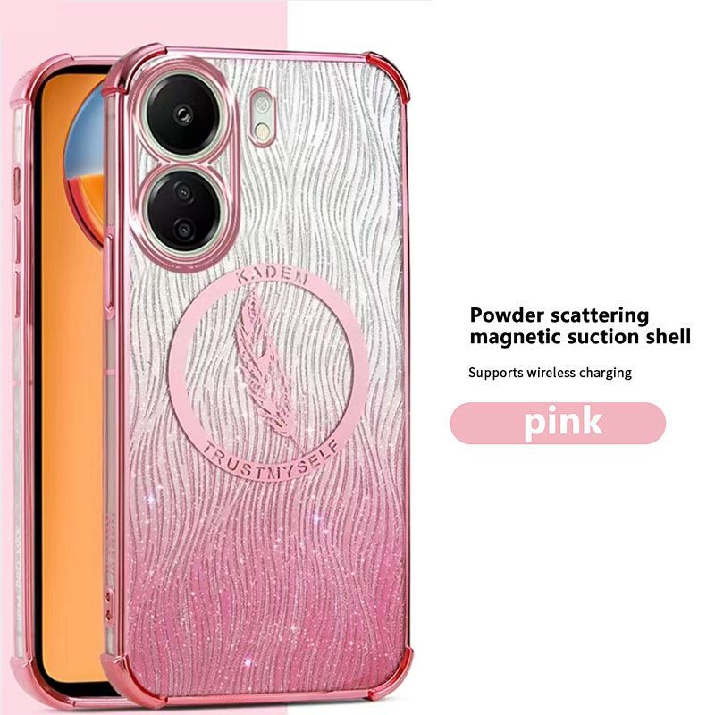 New - Magnetic Transparent With Glitter Paper 2 in 1 Phone Case For Xiaomi Redmi 13C 13 12C 12 10C Turbo 3 A3 Protective Back Cover