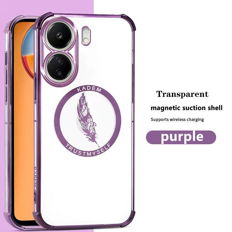 New - Magnetic Transparent With Glitter Paper 2 in 1 Phone Case For Xiaomi Redmi 13C 13 12C 12 10C Turbo 3 A3 Protective Back Cover