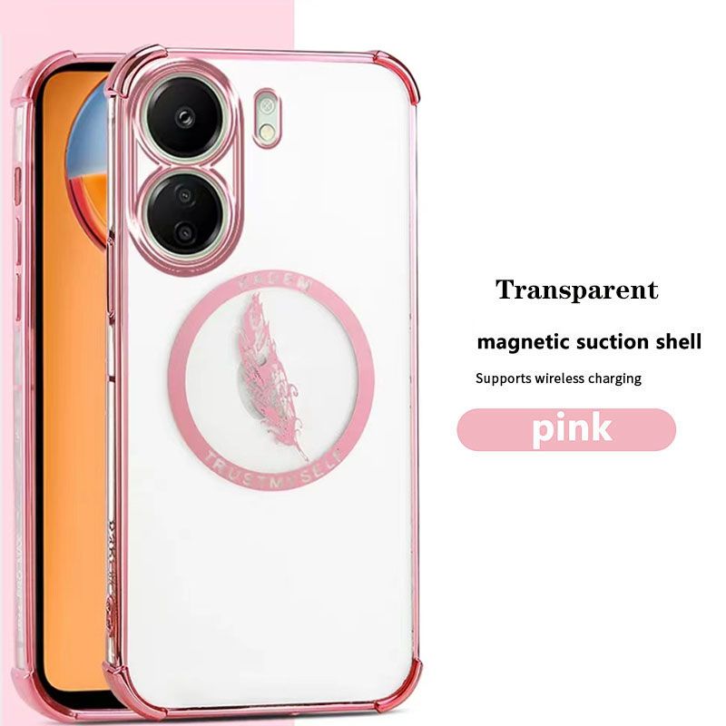 New - Magnetic Transparent With Glitter Paper 2 in 1 Phone Case For Xiaomi Redmi 13C 13 12C 12 10C Turbo 3 A3 Protective Back Cover