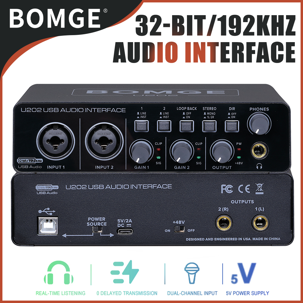BOMGE U202 USB Audio Interface With Mic Preamplifier