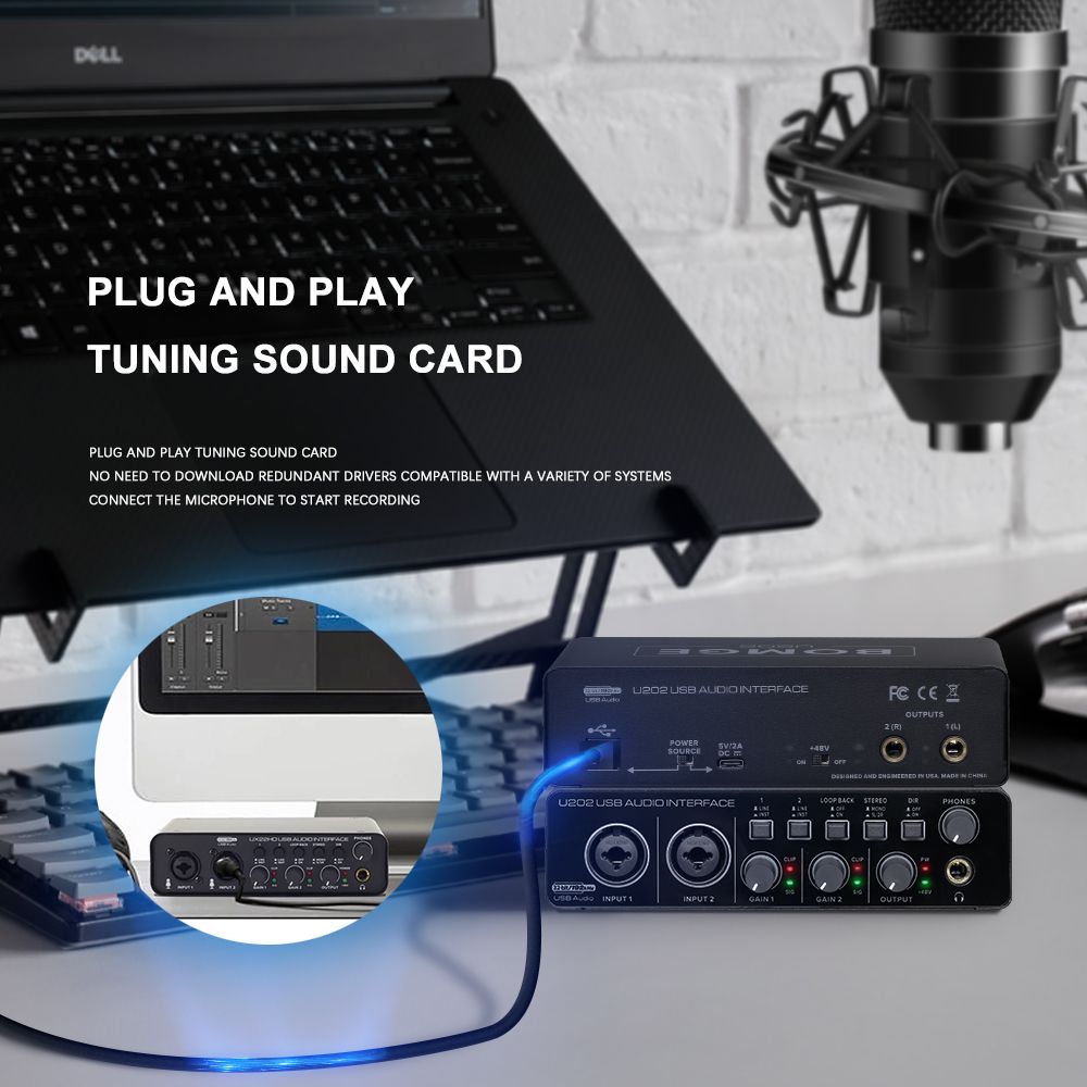 BOMGE U202 USB Audio Interface With Mic Preamplifier