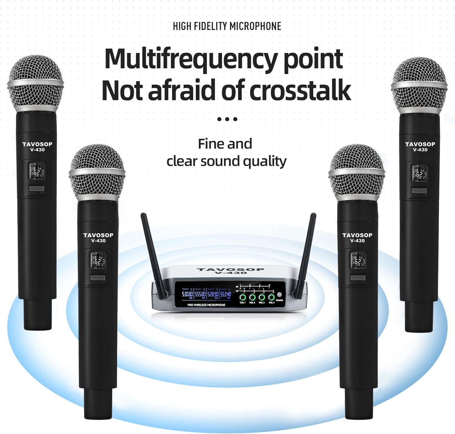 BOMGE 4 Channel Professional Wireless Microphone System
