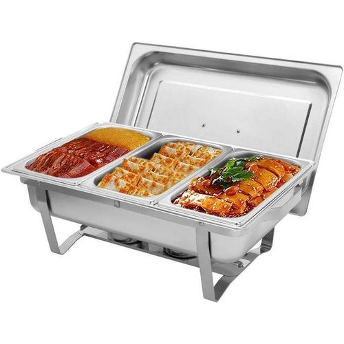 CLEARANCE OFFER Chafing Dish Set, Stainless Steel Catering Serve Chafer, Restaurant Food Warmer:TRIPLE