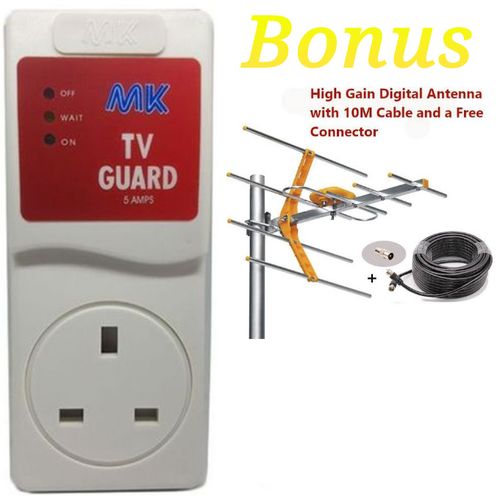 CLEARANCE OFFER MK High And Low Voltage TVGuard -white With Free TV Aerial Antenna.