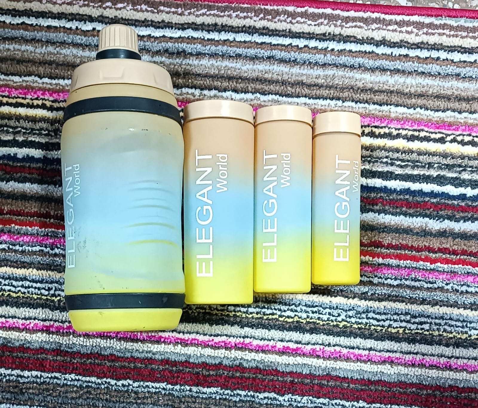 CLEARANCE OFFER 4-in-1 Set Water Bottle Motivational Sports Leakproof Bottle Fitness Water Bottle for Family, Gym Outdoor