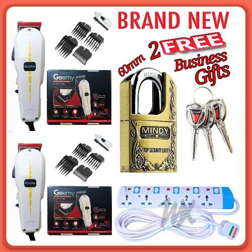 ELECTRIC SHAVER.Geemy 2 Business Hair Shaver & Beard Trimmer Barbering Machine - Kinyozi Geemy Professional Hair shaving WITH Detachable blades and comb attachments PLUS 5 Way Extension Cable Padlock