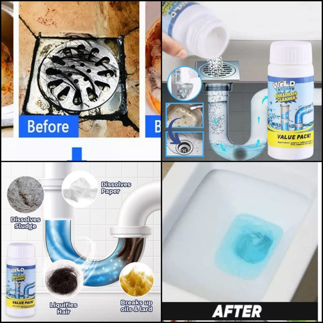 Sink Dredger & Drain Dredging Cleaner Unblocker It Deodorizes, unclogs drainage,  cleans, kills insects Made of alkaline solvents & surfactants powde Does not corrode pipes