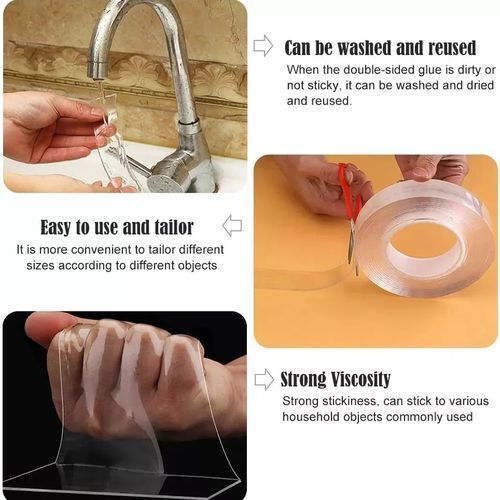 5M Nano Tape Roll Mounting Magic Double Sided Tape Adhesive CHECK THE VIDEO BELOW ON HOW ITS USEFUL IN OUR HOMES/OFFICES Super strong adsorption without traceable glue, without adhesive; no tights,