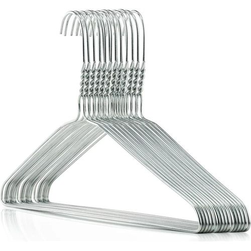 10pcs Galvanised Silver Metal, steel hangers stainless steel Coat Clothes Hangers - Plain - For Home Use, Dry Cleaner hangers, Retailers