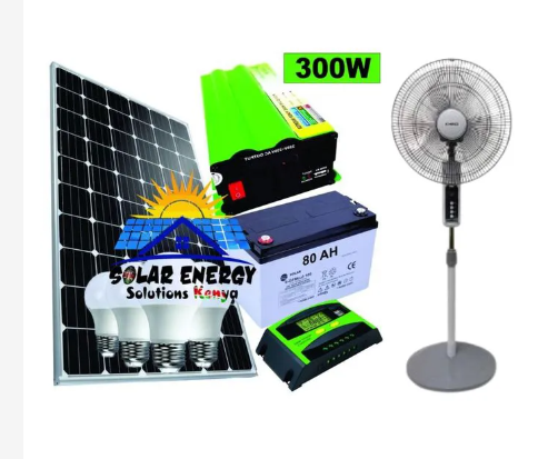 Solarmax 100 W Solar Panel Full Installation Kit 100 W Solar Panel + 80 AH Solar Battery + 300 W Solar Power Inverter + 10 AH Solar Charge Controller + 3DC Solar Bulbs + Free Standing Solar Fan