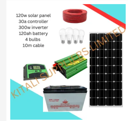 120w solar panel 120ah starmax battery, 300w inverter 30amps digital controller 4pc bulbs 10m cable - Designed for reliability and efficiency, this system provides all the essentials for affordability