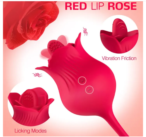 Rose Toy Vibrator Thrusting G Spot Dildo Clitoral Licking Stimulator Anal Plug Oral Tongue Adult Teasing Sex Toys for Women Couple Masturbation view 2