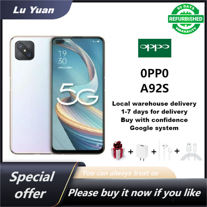 Refurbished OPPO Reno 4z A92S 128GB Storage 13(8+5)GB RAM Dual SIM 5G Network 6.57 "120HZ refresh display 48MP+16MP camera 4000 Smart high-end phone worth having