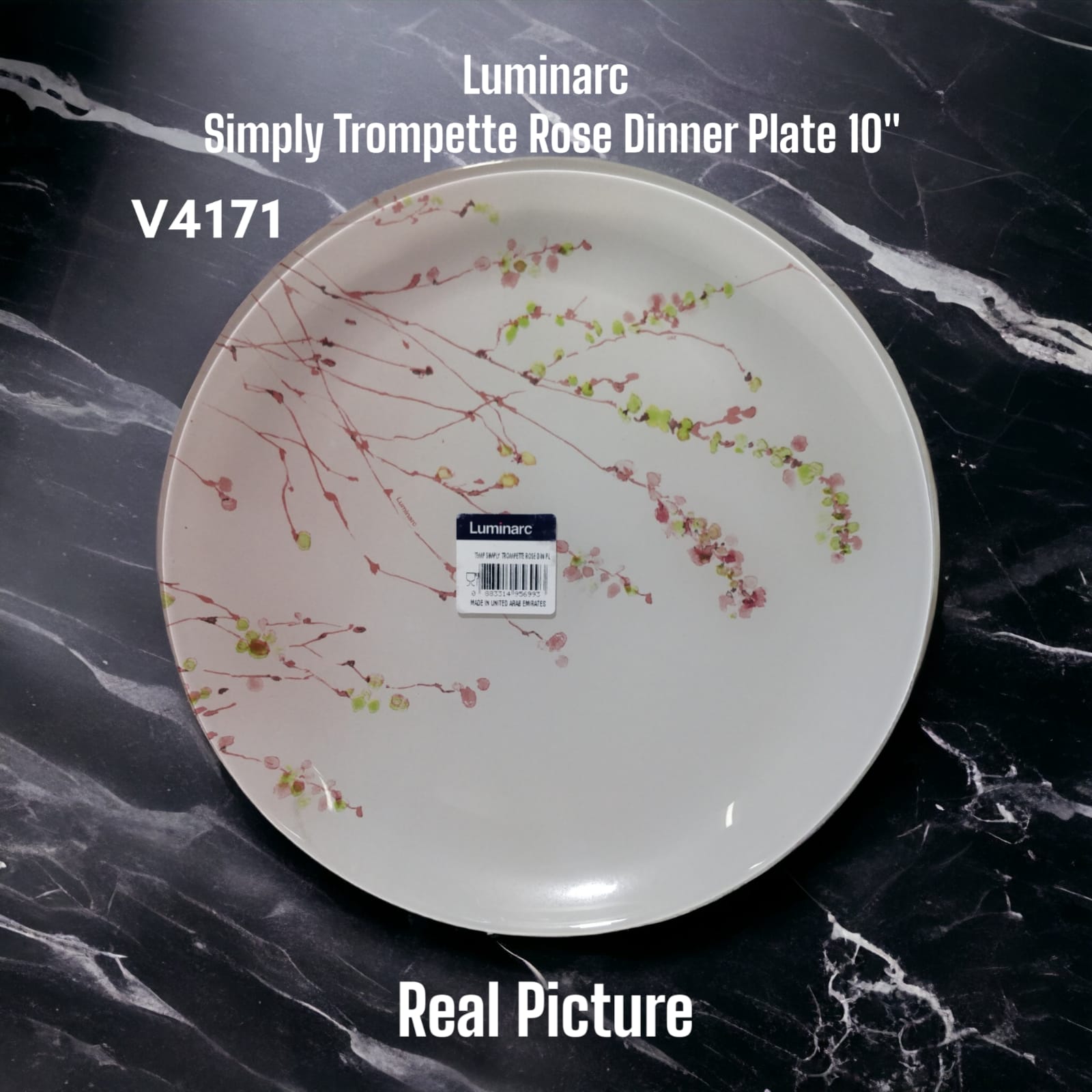 Set of 6Pcs high quality Luminarc simplyrose dinner plates....scratch resistant,..ideal for daily use,..strong durability,tempered glass
