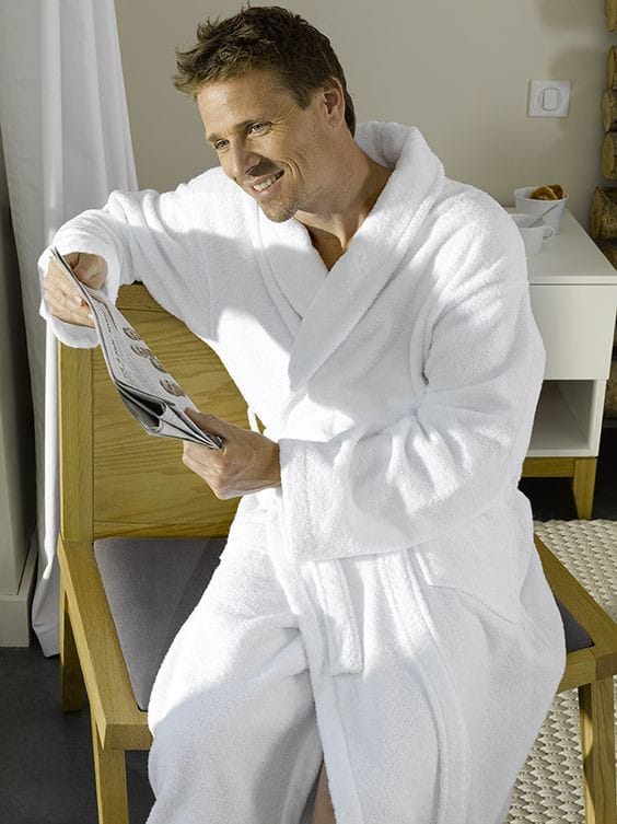 Hotel make heavy and warm white cotton bathrobe