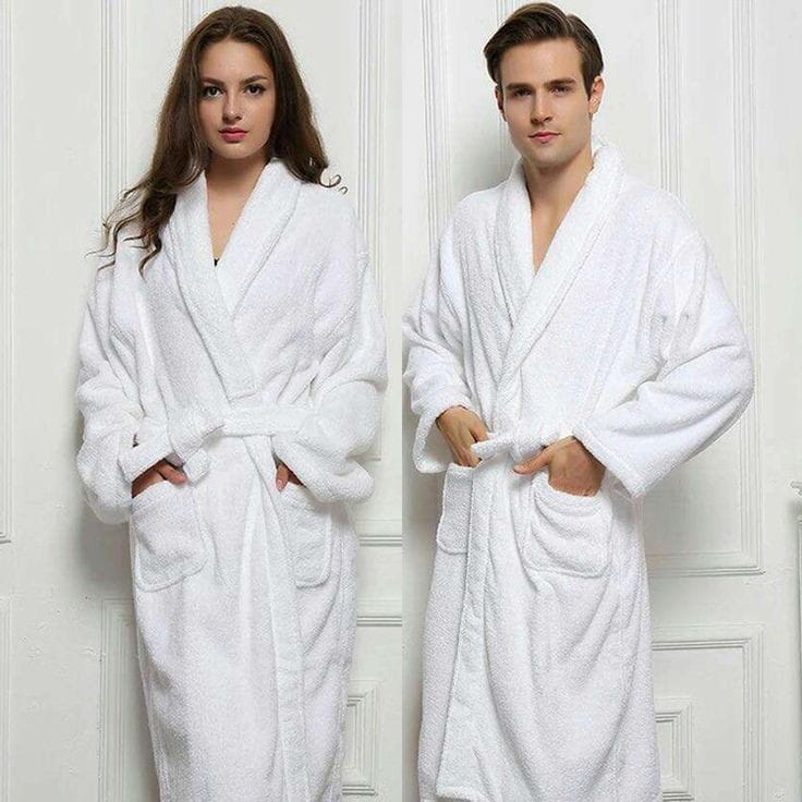 Hotel make heavy and warm white cotton bathrobe