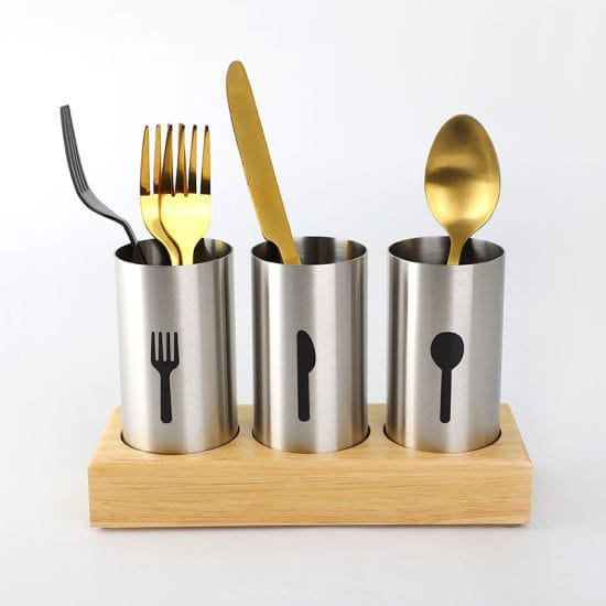 Stainless steel wooden tray kitchen cutrly storage container ,,,,can be used in dining or kitchen....can hold spoons,forks or butter knive
