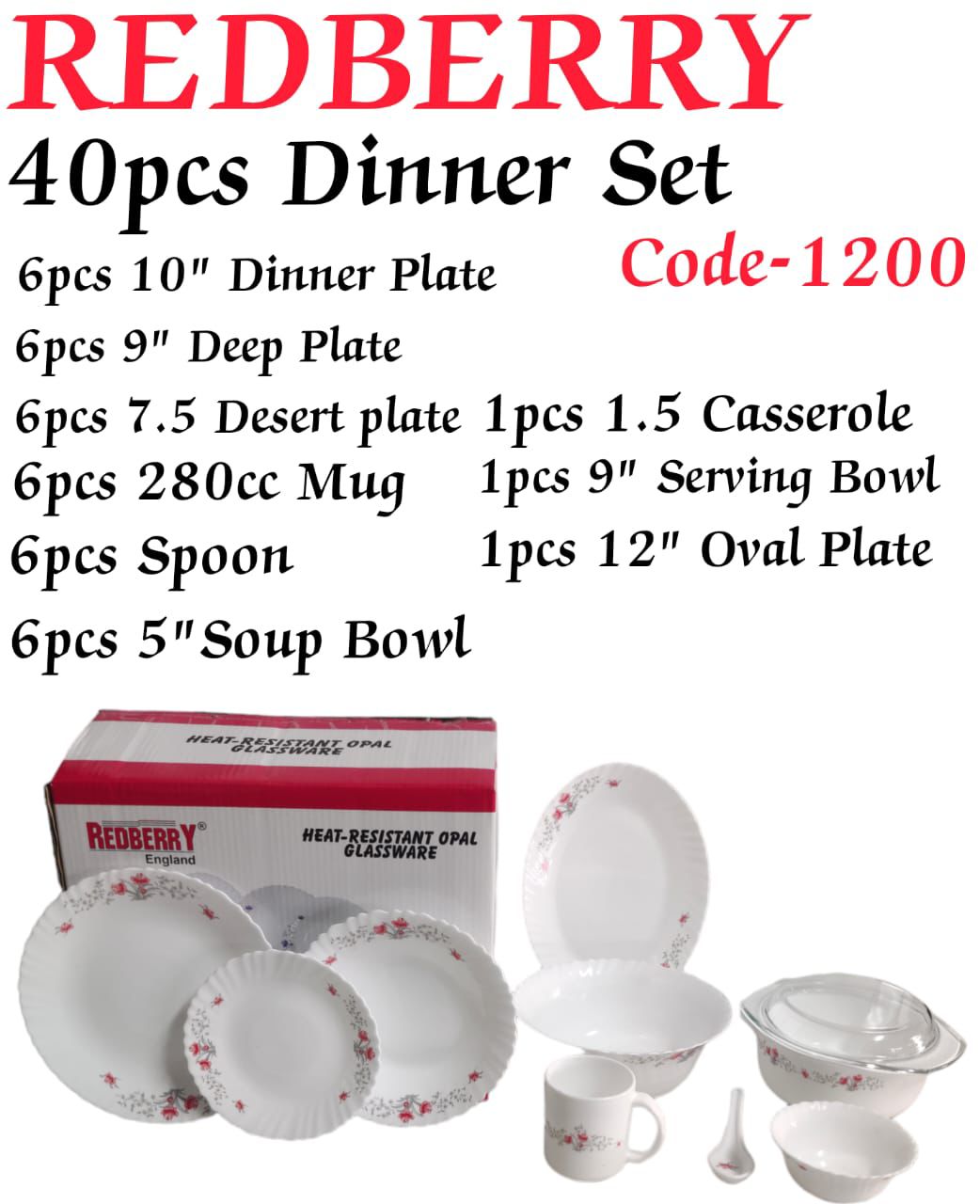40pc Dinner Set Easy to clean
Attractive
Durable
Multiple use
Very luxuriousDinnerware set adds modern appeal to your dining table
Microwave- and dishwasher-safe qualities for easy, convenient use
Eas
