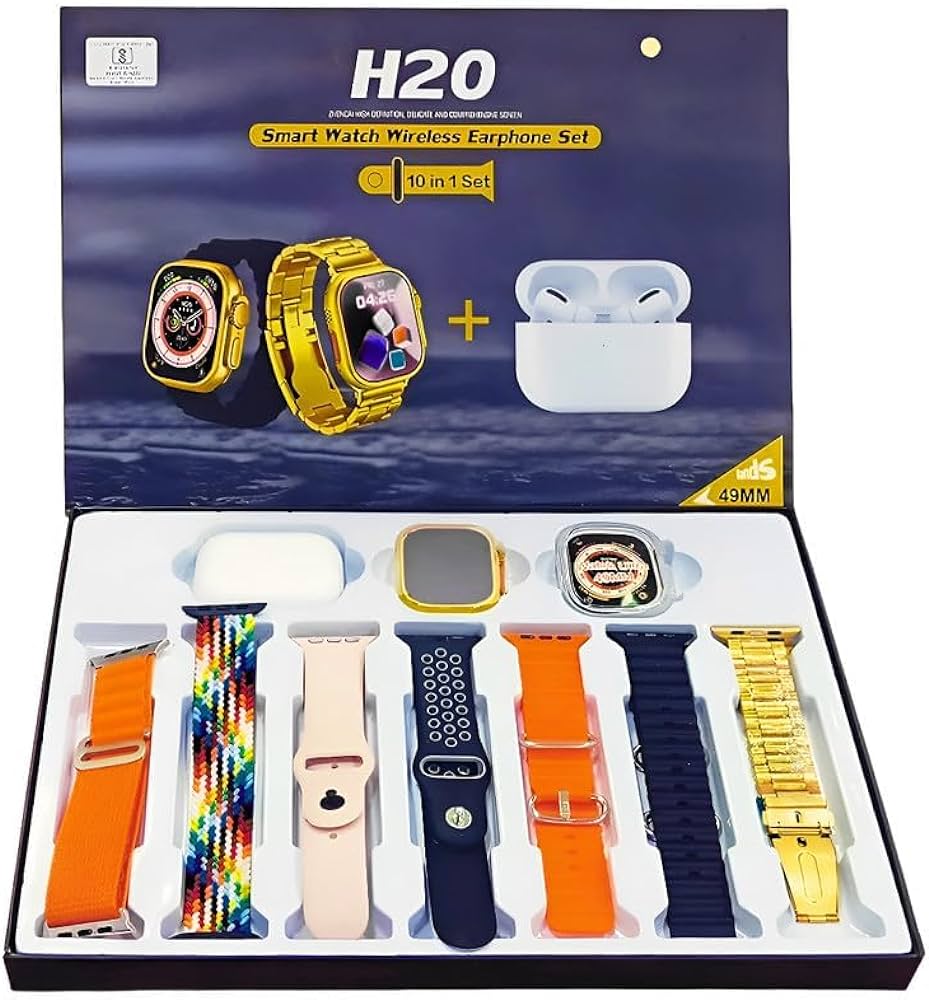 H20 Ultra Smart Watch with Bluetooth wireless earphones