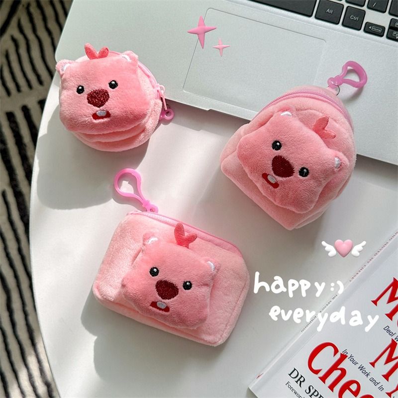 Cute Girl Ruby Zero Wallet Little Beaver Earbuds Round Square Small Book Bag Can Hold Card Keys