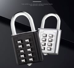 Smart Password Combination Padlock Large 10/8 Digits Keypad Lock Outdoor Waterproof Anti-theft Padlock Hasp Mini Code Padlock For School Office Luggage Door Lock Cabinet File Box Locker Toolbox Fence