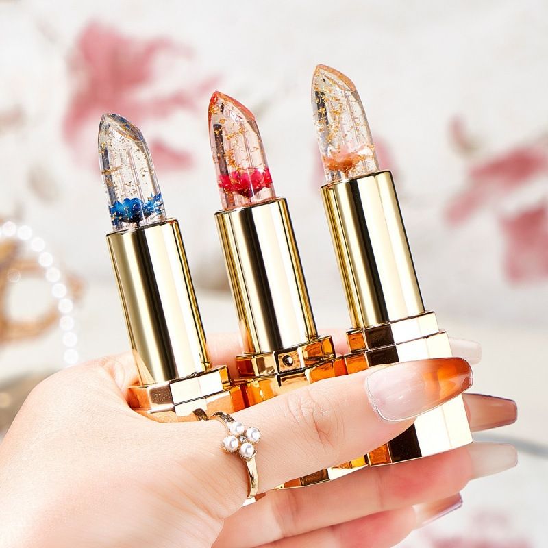New Arrival Lipstick makeup Discoloration lipstick Moisturizing Waterproof Colorless  Non Staining Cup Transparent Lipstick Petal LipstickPetal jelly color changing lipstick New Arrival Lipstick retouched