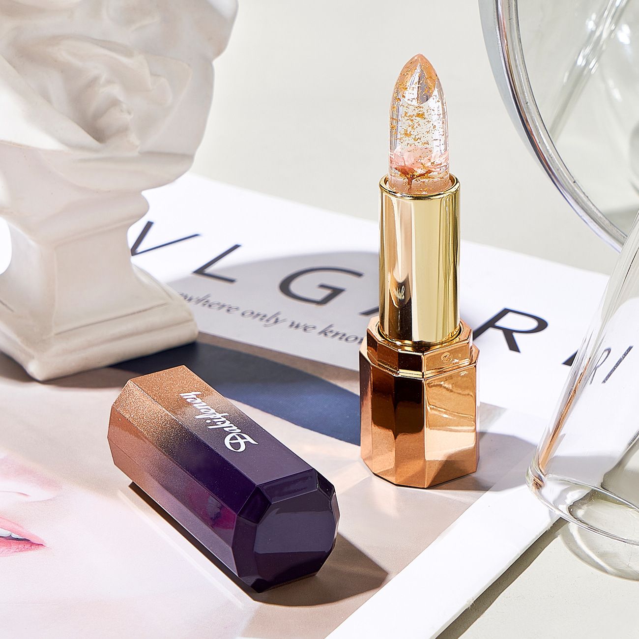 New Arrival Lipstick makeup Discoloration lipstick Moisturizing Waterproof Colorless  Non Staining Cup Transparent Lipstick Petal LipstickPetal jelly color changing lipstick New Arrival Lipstick retouched