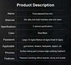 Smart Password Combination Padlock Large 10/8 Digits Keypad Lock Outdoor Waterproof Anti-theft Padlock Hasp Mini Code Padlock For School Office Luggage Door Lock Cabinet File Box Locker Toolbox Fence