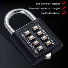 Smart Password Combination Padlock Large 10/8 Digits Keypad Lock Outdoor Waterproof Anti-theft Padlock Hasp Mini Code Padlock For School Office Luggage Door Lock Cabinet File Box Locker Toolbox Fence