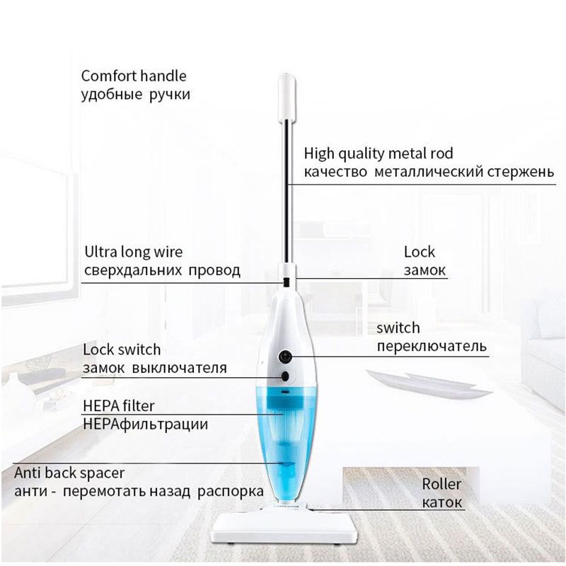 2 In 1 Multifunctional Vacuum cleaner household car high suction handheld push rod vacuum home Sweeper Hardwood Carpet mite Sweeping Machine Sofa Keyboard Dust Collector cleaning 10 rushes 10 filter