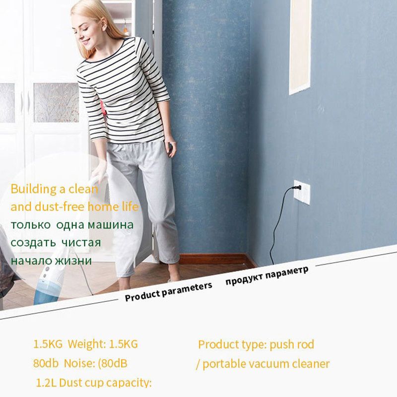 2 In 1 Multifunctional Vacuum cleaner household car high suction handheld push rod vacuum home Sweeper Hardwood Carpet mite Sweeping Machine Sofa Keyboard Dust Collector cleaning 10 rushes 10 filter
