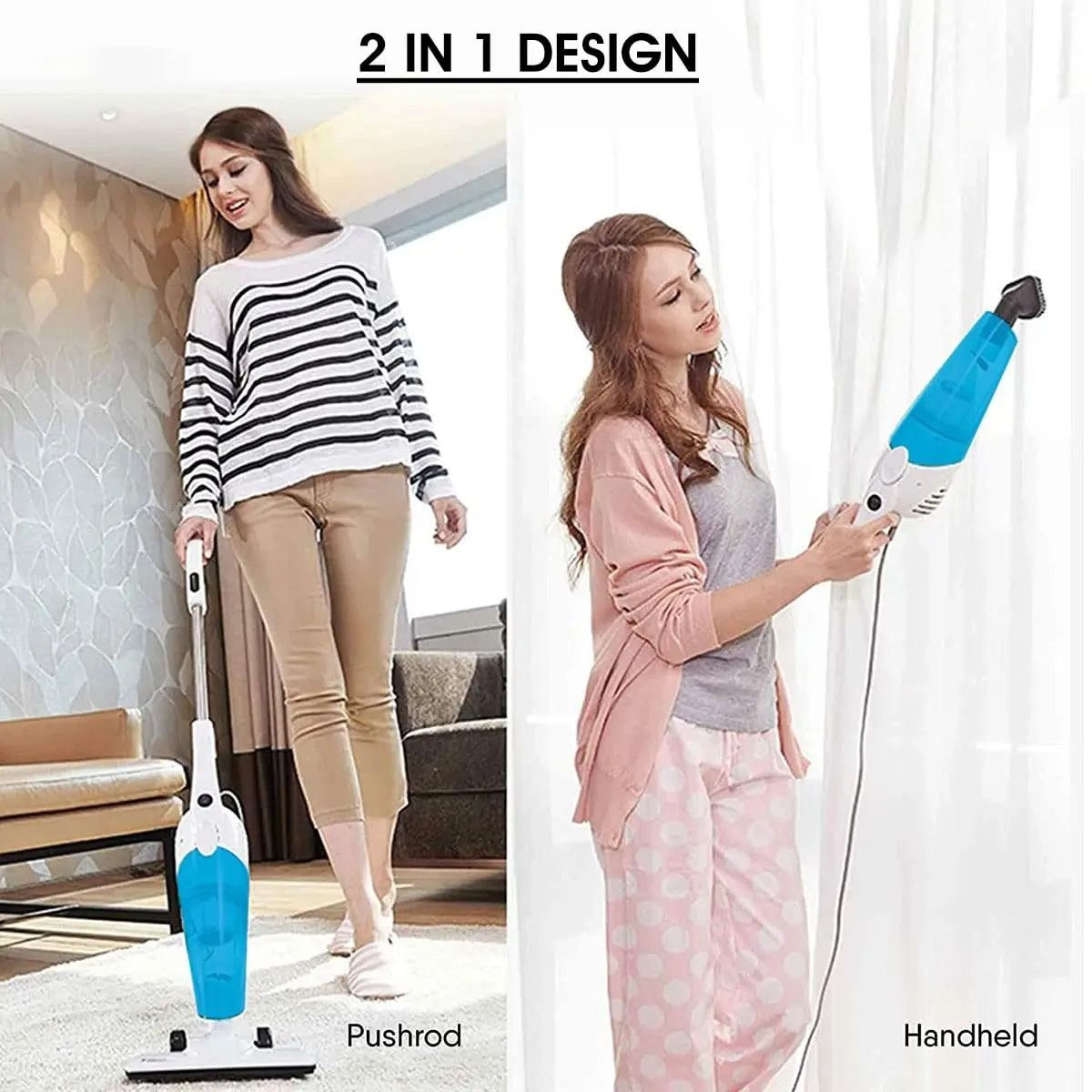 2 In 1 Multifunctional Vacuum cleaner household car high suction handheld push rod vacuum home Sweeper Hardwood Carpet mite Sweeping Machine Sofa Keyboard Dust Collector cleaning 10 rushes 10 filter