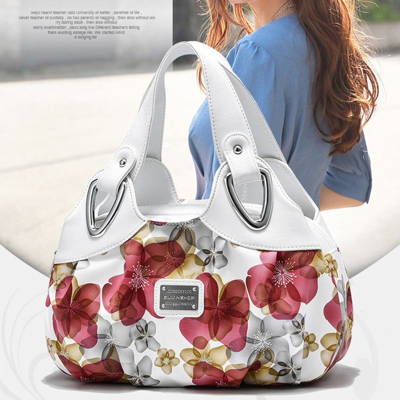 New European and American fashion trend women's multi-color simple handbag Luxury Fashion PU Leather Bag Women Handbags Female Shoulder Bag flower Portable Tote Bag Large Capacity  Simple Bags