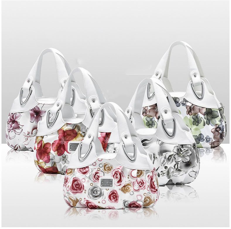 New European and American fashion trend women's multi-color simple handbag Luxury Fashion PU Leather Bag Women Handbags Female Shoulder Bag flower Portable Tote Bag Large Capacity  Simple Bags