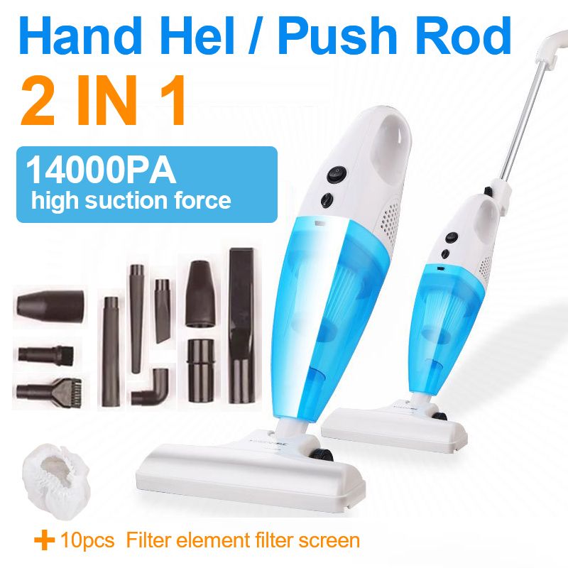 2 In 1 Multifunctional Vacuum cleaner household car high suction handheld push rod vacuum home Sweeper Hardwood Carpet mite Sweeping Machine Sofa Keyboard Dust Collector cleaning 10 rushes 10 filter