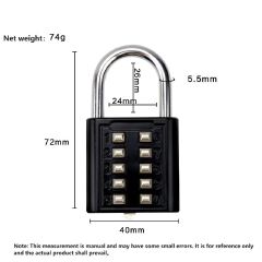 Smart Password Combination Padlock Large 10/8 Digits Keypad Lock Outdoor Waterproof Anti-theft Padlock Hasp Mini Code Padlock For School Office Luggage Door Lock Cabinet File Box Locker Toolbox Fence