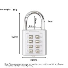Smart Password Combination Padlock Large 10/8 Digits Keypad Lock Outdoor Waterproof Anti-theft Padlock Hasp Mini Code Padlock For School Office Luggage Door Lock Cabinet File Box Locker Toolbox Fence