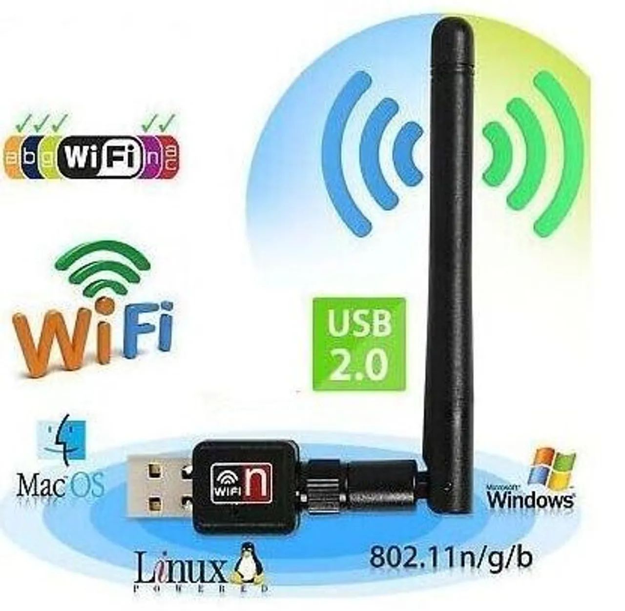 USB WiFi Adapter 300Mbps 2.4GHz Antenna USB 802.11n/g/b Ethernet Wi-Fi dongle USB LAN Wireless Network Card PC WiFi Receiver -