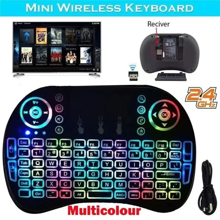 Cool Backlit I8 Mini Wireless Keyboard 2.4GHz Air Mouse Touchpad Handheld for Android TV BOX Mini PC Rechargeable Keyboard -