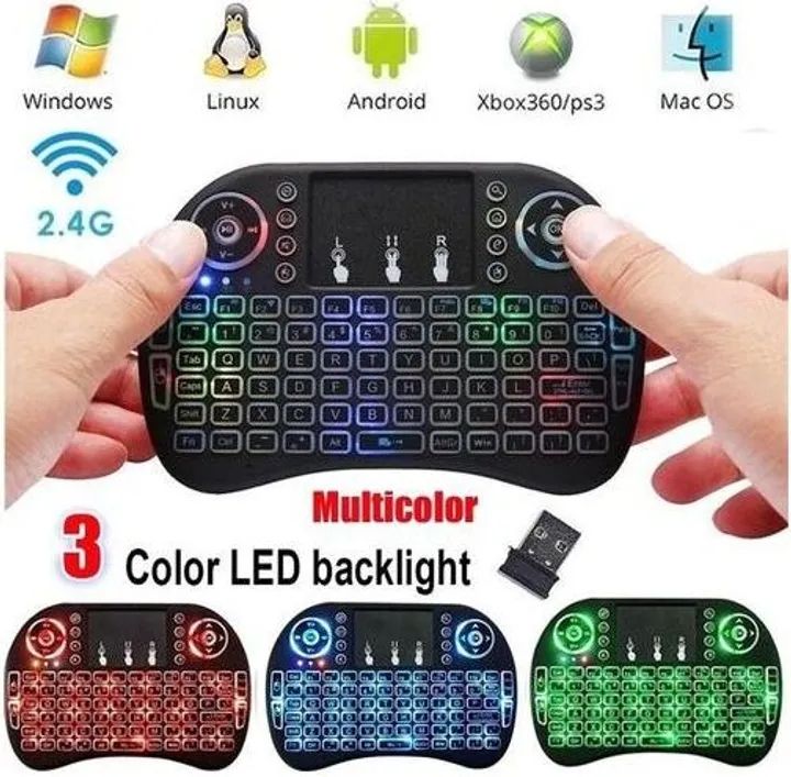 Cool Backlit I8 Mini Wireless Keyboard 2.4GHz Air Mouse Touchpad Handheld for Android TV BOX Mini PC Rechargeable Keyboard -