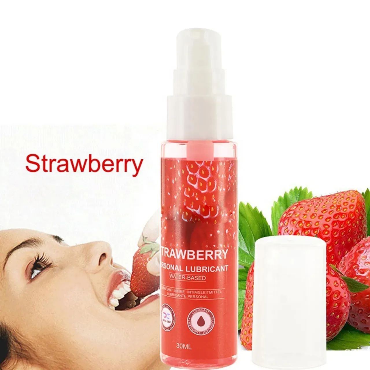 Lubricant Strawberry Flavor Edible Lube for Anal Vaginal Oral Sex Lube Vagina Orgasm Gel Adult Products Silicone Body Massage Oil - Kailin-
