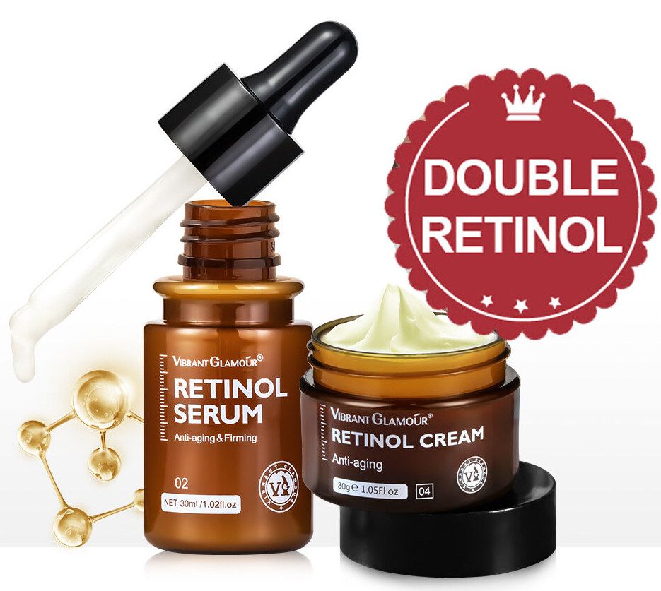 Retinol Face Cream and Serum 2 PCS/Set Firming Lifting Anti-Aging Wrinkle Reduce Wrinkle Fine Lines Facial Skin Care Product - VIBRANT GLAMOUR-
