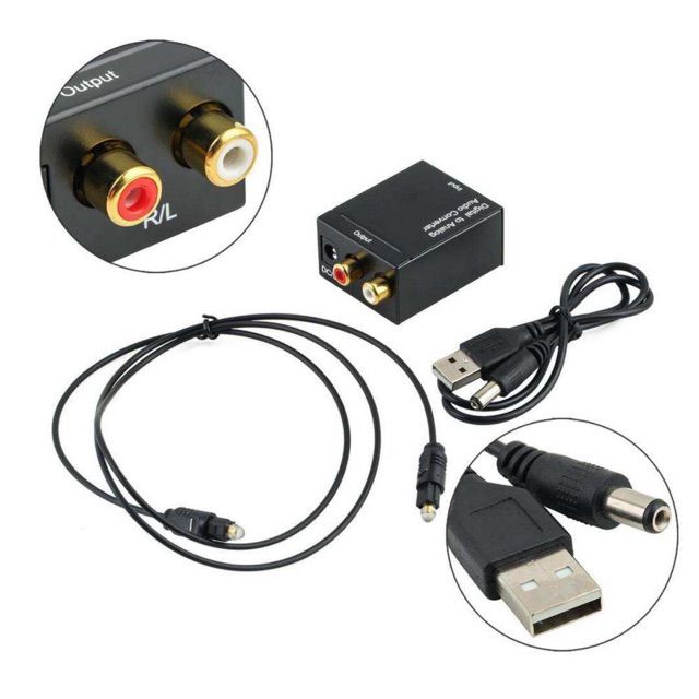 Digital to Analog Audio Converter Optical Fiber Toslink Coaxial Signal To RCA R/L Audio Decoder Amplifier -