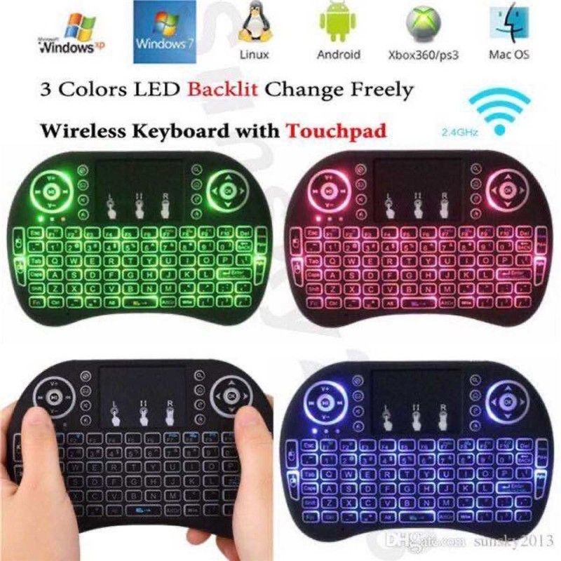 i8 Mini Keyboard Wireless Keyboard 3 Color Backlit 2.4GHz English  Air Mouse with Touchpad Remote Control For PC Laptop -